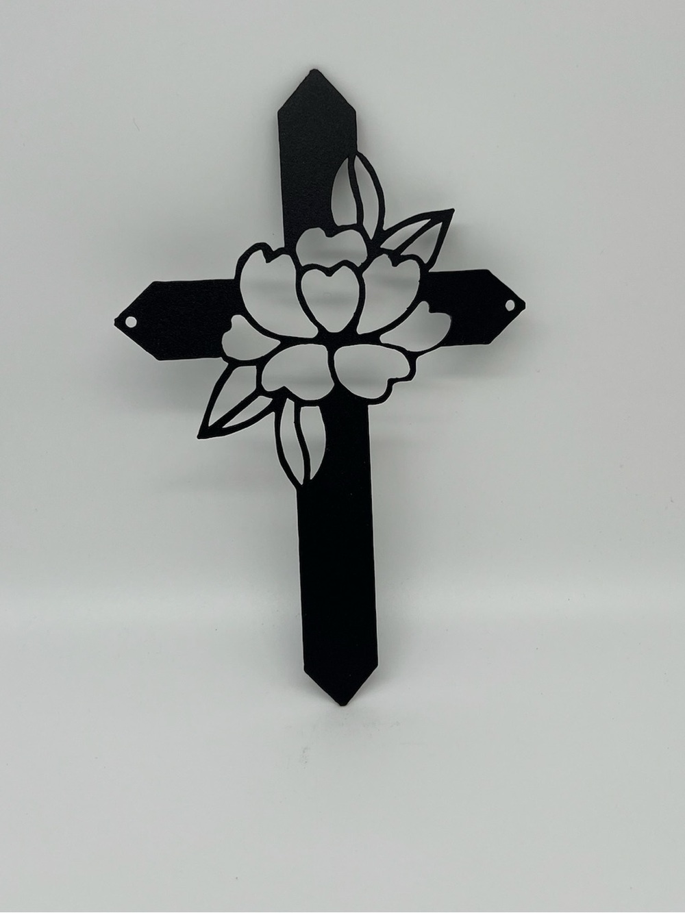 Redline Steel Laser Cut Metal Wall Art Decorative Sign Black Floral Metal Cross